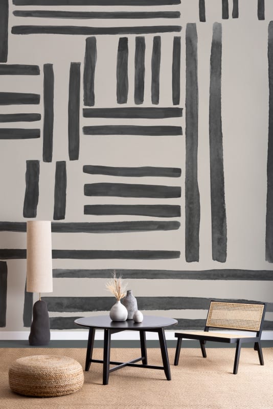 Hovia ST0961BW04W Skript Black - mural geometryczny w linie