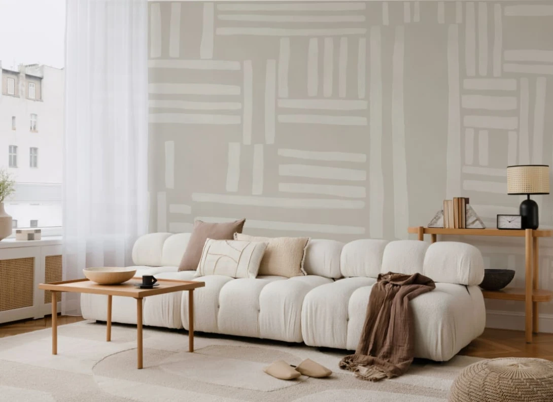 Hovia ST0963NE04W Skript Beige - mural geometryczny w linie
