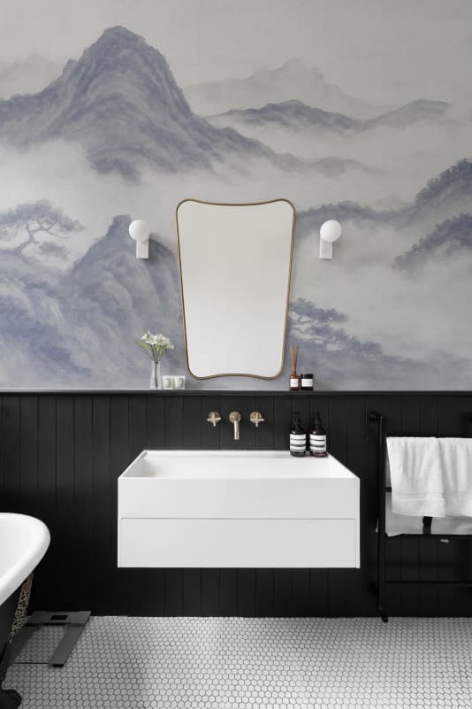 Hovia LA01103BU06W Kiriyama Indigo - mural w orientalny pejzaż górski