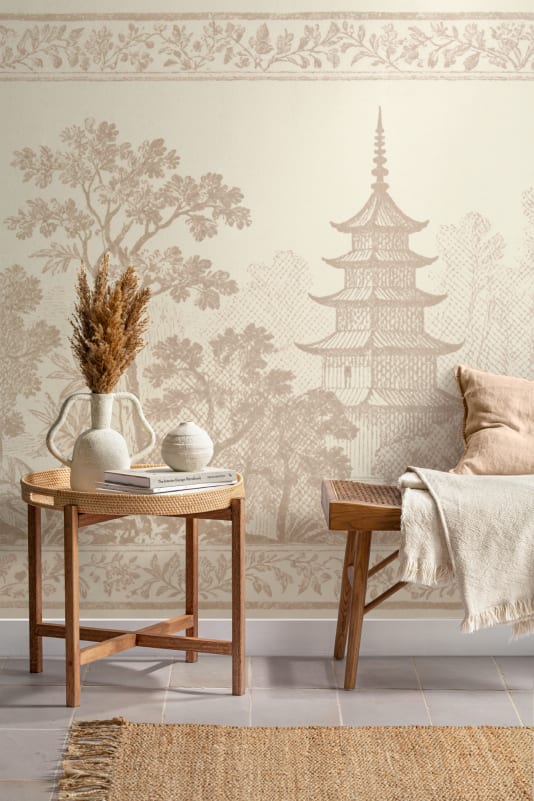 Hovia FO01237NE06W Pagoda Neutral - mural w orientalny pejzaż z pagodami