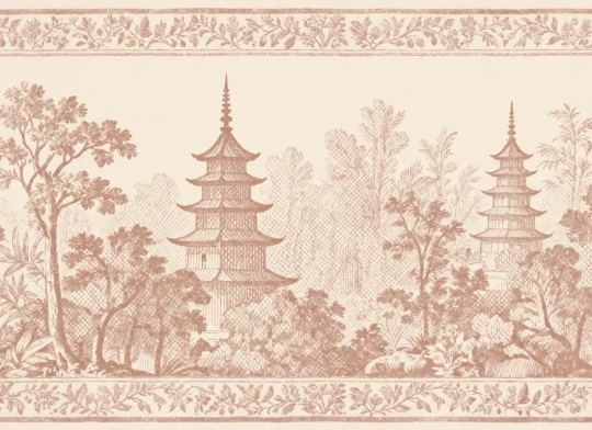 Hovia FO01238BR06W Pagoda Warm - mural w orientalny pejzaż z pagodami