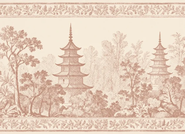 Hovia FO01238BR06W Pagoda Warm - mural w orientalny pejzaż z pagodami