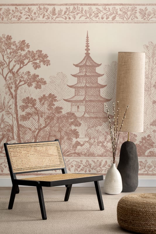 Hovia FO01238BR06W Pagoda Warm - mural w orientalny pejzaż z pagodami
