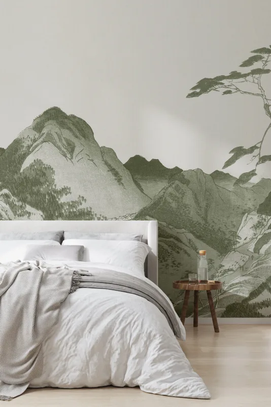 Hovia JA01145GR03W Takayama Green - mural orientalny w górski pejzaż