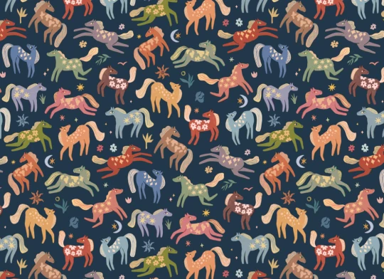 Hovia CH51188MU07W Pony Navy - mural dziecięcy w koniki