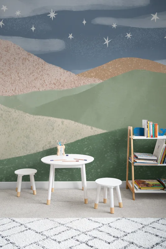 Hovia CH01193MU07W Rolling Midnight - mural dziecięcy w góry i gwiazdy