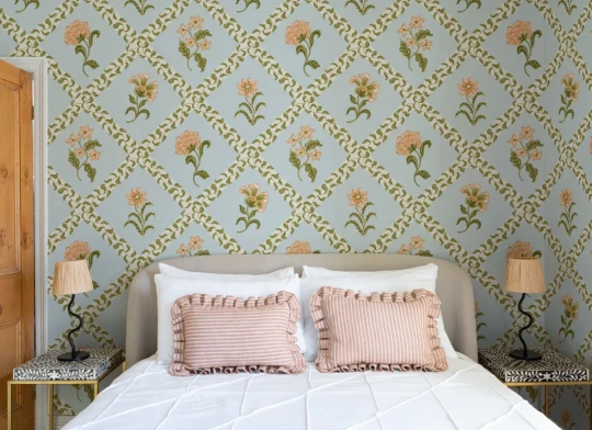 Hovia FL5663MU07W Freya Light Blue - mural w roślinny deseń
