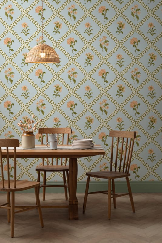 Hovia FL5663MU07W Freya Light Blue - mural w roślinny deseń