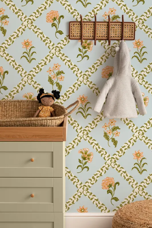 Hovia FL5663MU07W Freya Light Blue - mural w roślinny deseń