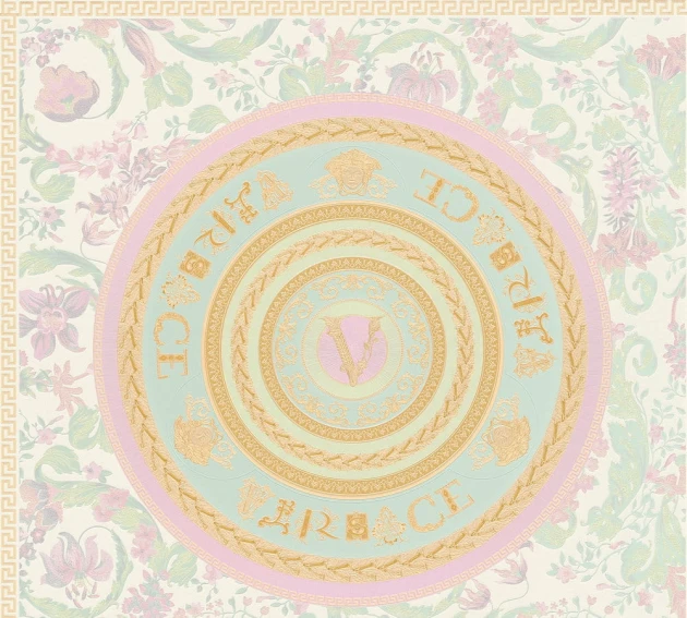 Versace 38705-2 V Virtus Pastel - tapeta w kasetony z medalionem