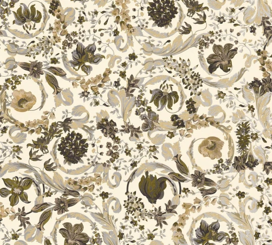 Versace 38706-6 V Virtus Heritage Brown-Gold - tapeta w ornament roślinny