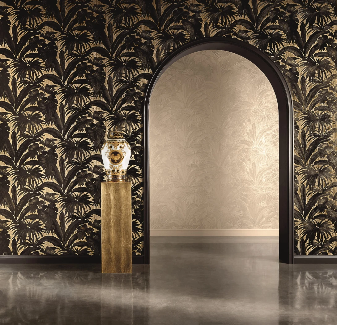 Versace 96240-1 V Giungla Chocolate-Gold - tapeta w tropikalne liście