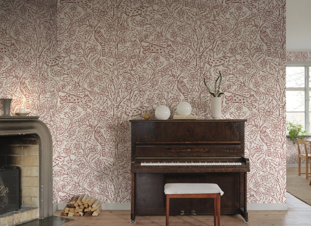 Sandberg S10743 Sandberg Heritage Eden Mural Red - mural w ornament roślinno-zwierzęcy