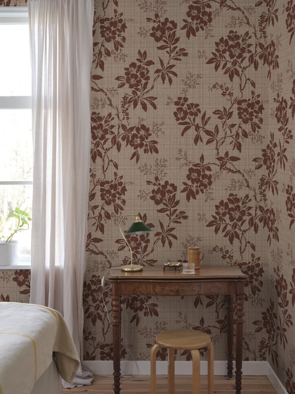 Sandberg S10840 Sandberg Heritage Vera Burgundy - mural w kwiatowy ornament