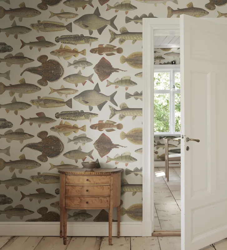 Sandberg S10728 Sandberg Heritage Scandinavian Fish Beige - mural w ryby