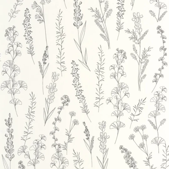 Casadeco 202599092 Le beau jardin Carnet botanique Noir Fusain - tapeta zielnik