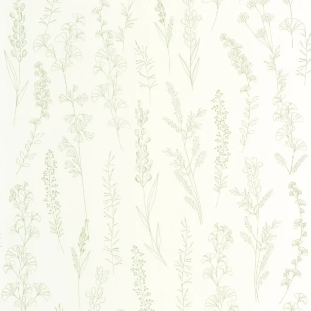 Casadeco 202597777 Le beau jardin Carnet botanique Vert amande - tapeta zielnik