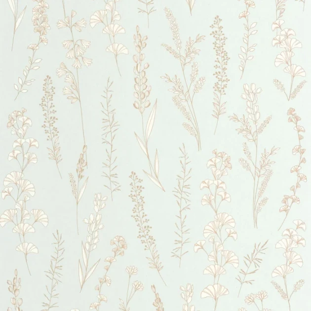 Casadeco 202596314 Le beau jardin Carnet botanique Bleu doux - tapeta zielnik