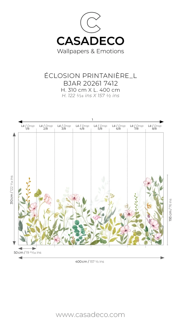 Casadeco 202617407 Le beau jardin Eclosion printaniere Smooth S - mural roślinny