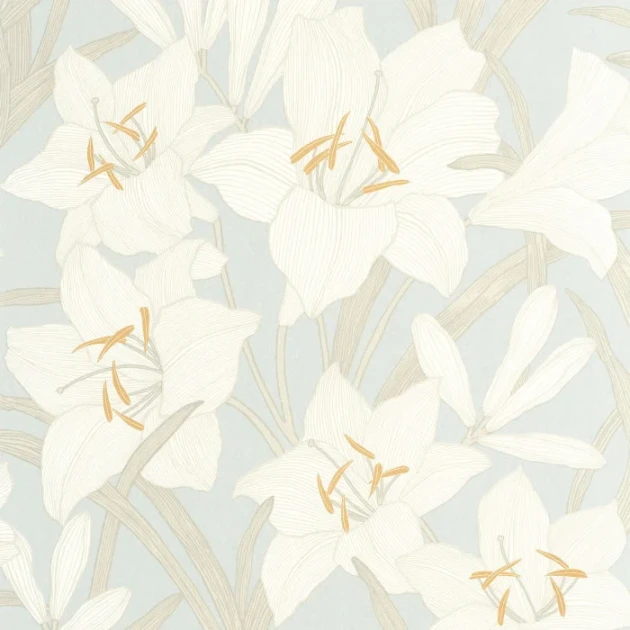 Casadeco 202586127 Le beau jardin Clair de Iys Bleu doux - tapeta w lilie