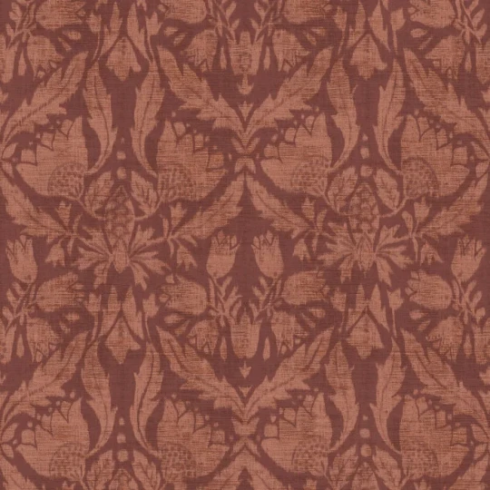 Casamance 77870406 Le Velours 3 Neria Bois de rose - tapeta roślinna na tle imitującym tkaninę