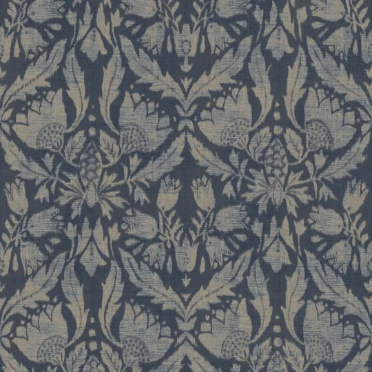 Casamance 77870304 Le Velours 3 Neria Orage - tapeta roślinna na tle imitującym tkaninę