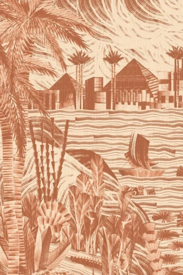 Arte 19461 Essentials Luxor Thebe Terra - mural tekstylny z krajobrazem z piramidami