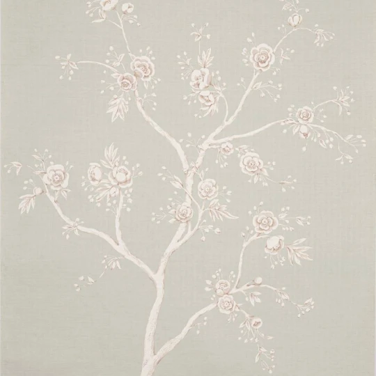 Colefax and Fowler W7030-01 Belmont Lambourne Celadon - tapeta lniana w kwitnący krzew