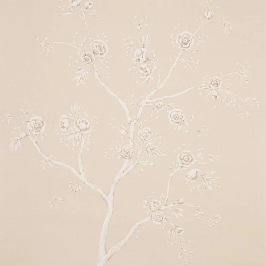 Colefax and Fowler W7030-03 Belmont Lambourne Beige - tapeta lniana w kwitnący krzew