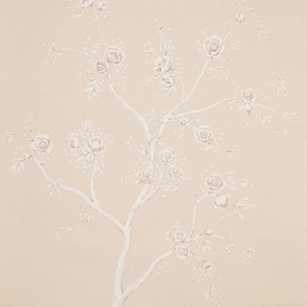Colefax and Fowler W7030-03 Belmont Lambourne Beige - tapeta lniana w kwitnący krzew