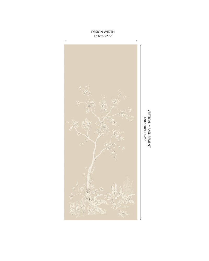 Colefax and Fowler W7030-03 Belmont Lambourne Beige - tapeta lniana w kwitnący krzew