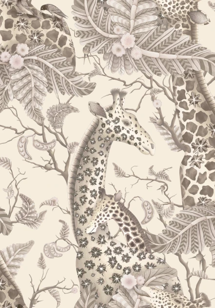 Cole&Son 129/3011 Ardmore Baobab Royal Giraffe Pebble - tapeta egzotyczna z żyrafami
