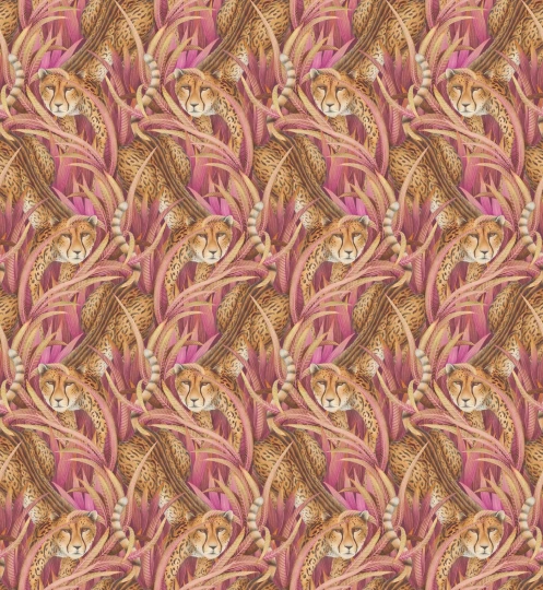 Cole&Son 129/8045 Ardmore Baobab Cheetah Prowl Cerise - tapeta w gepardy