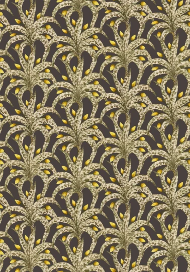 Cole&Son 129/5019 Ardmore Baobab Afrika Damask Onyx & Citrine - tapeta w ornamentalny motyw roślinny
