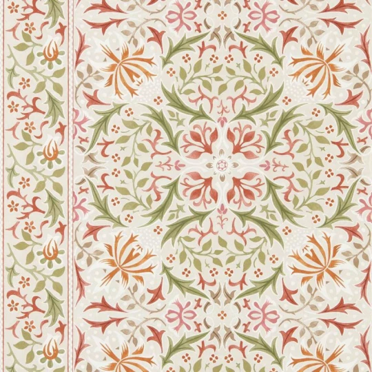 Morris & Co. 217602 The Unfinished Works Walthamstow Rose/Nettle - tapeta w roślinny ornament z wiciokrzewem