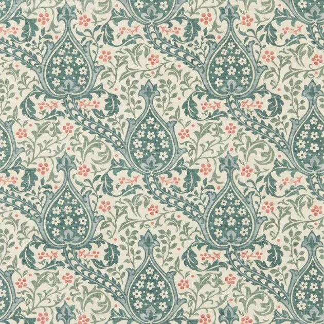 Morris & Co. 217599 The Unfinished Works Persian Tulip Teal - tapeta w roślinny ornament z paisley