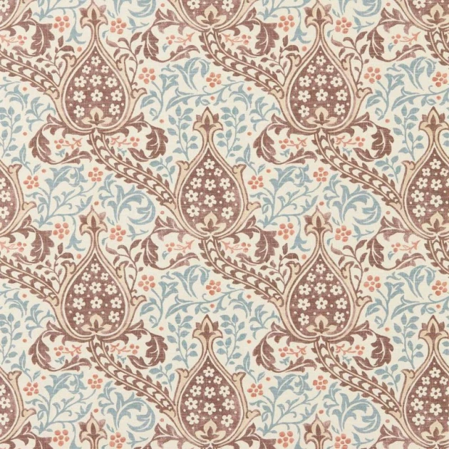 Morris & Co. 217598 The Unfinished Works Persian Tulip Umber/Mineral Blue - tapeta w roślinny ornament z paisley