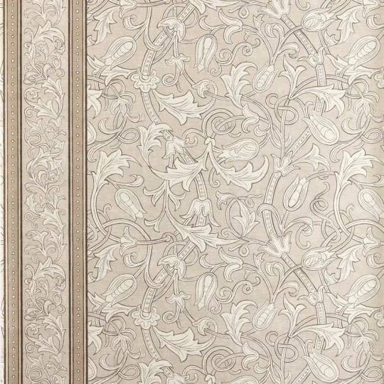 Morris & Co. 217603 The Unfinished Works Etched Scrolling Tulip Parchment - tapeta w roślinny ornament z tulipanem
