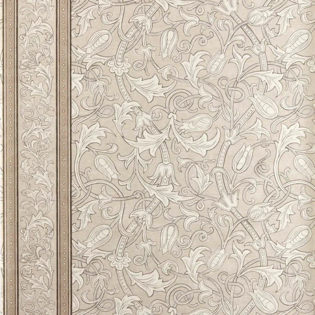 Morris & Co. 217603 The Unfinished Works Etched Scrolling Tulip Parchment - tapeta w roślinny ornament z tulipanem