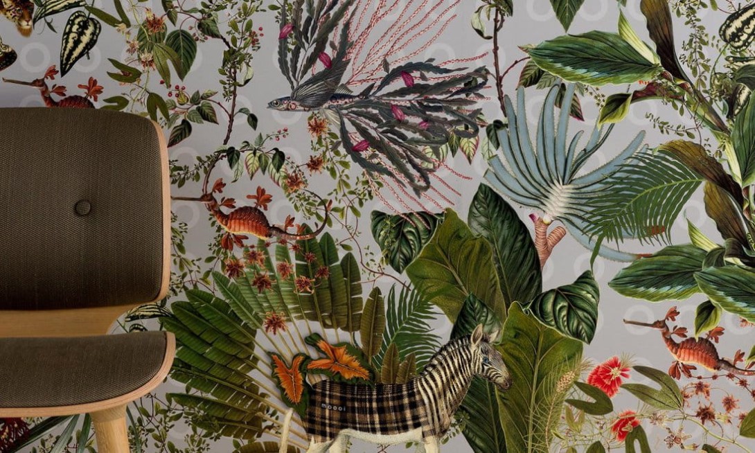 Arte MO2071 Moooi Extinct Animals Menagerie Of Extinct Animals - tapeta na czarnym tle