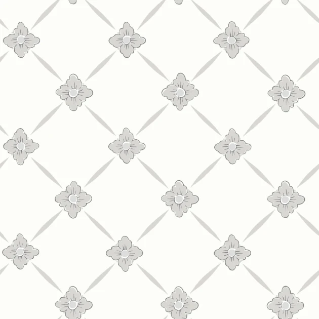 Boras Tapeter 4505 Anno Linne White - tapeta geometryczna w kwiatki