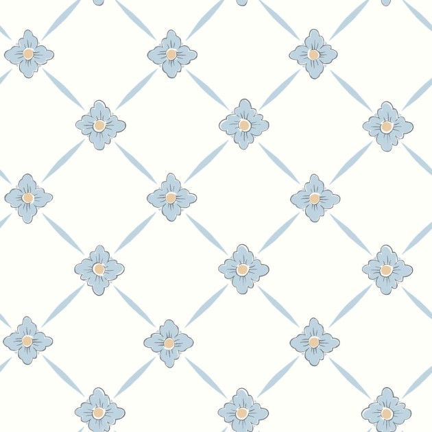 Boras Tapeter 4506 Anno Linne White - tapeta geometryczna w kwiatki