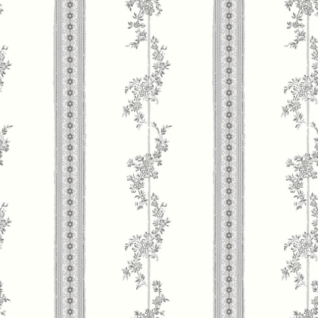Boras Tapeter 4508 Anno Drottningholm White - tapeta w paski roślinne