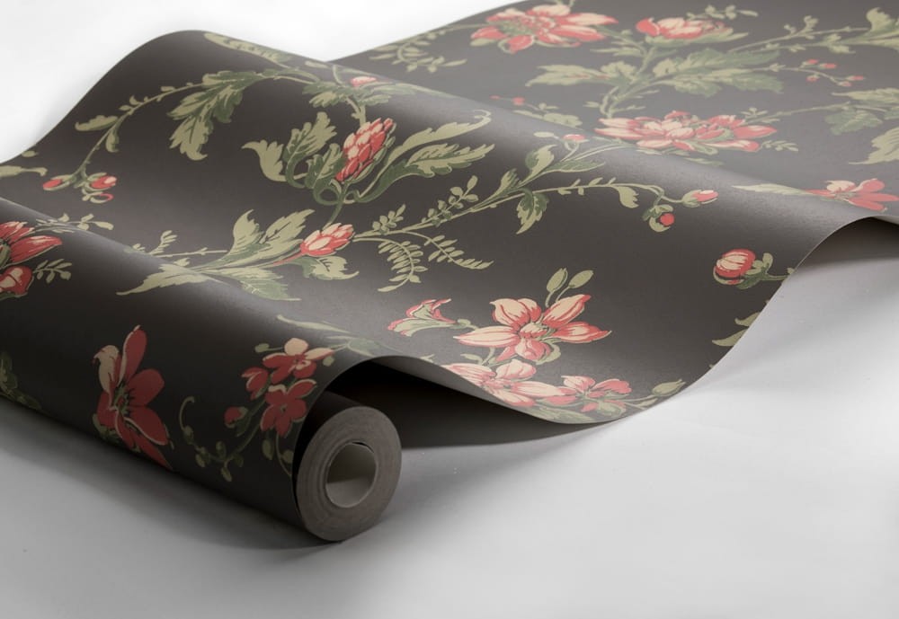 Boras Tapeter 4517 Anno Blomslinga Black - tapeta w kwiaty
