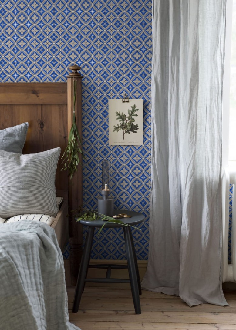 Boras Tapeter 4531 Anno Loka Blue - tapeta geometryczna