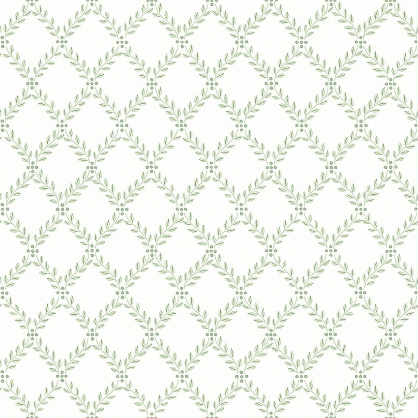 Boras Tapeter 7671 Falsterbo III Trellis Leaves Green - tapeta w romby z liści