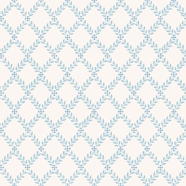 Boras Tapeter 7672 Falsterbo III Trellis Leaves Blue - tapeta w romby z liści