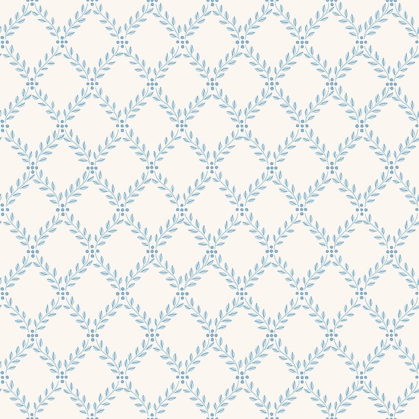 Boras Tapeter 7672 Falsterbo III Trellis Leaves Blue - tapeta w romby z liści