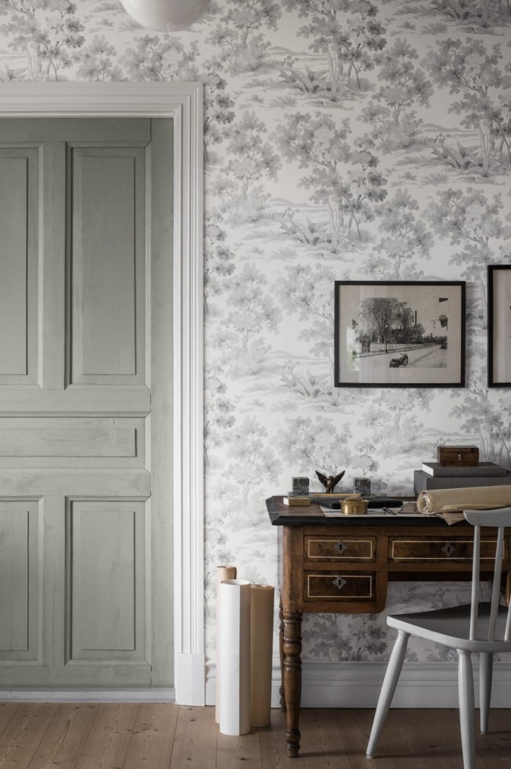 Boras Tapeter 7677 Falsterbo III Countryside Morning Gray - tapeta skandynawska sceneria