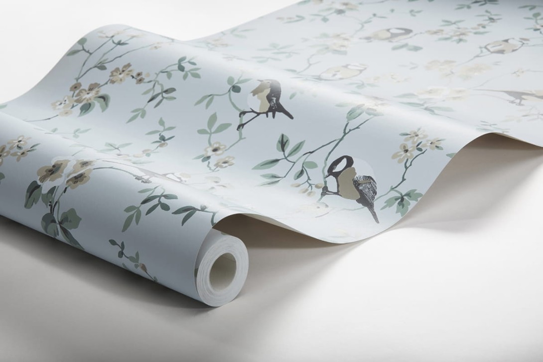 Boras Tapeter 7681 Falsterbo III Falsterbo Birds Blue - tapeta w ptaki na gałązkach